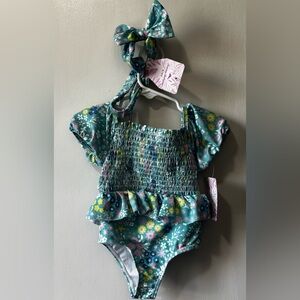 Tommy Bahama Floral Diaper Cover Set - Green and Yellow - new with tags- 12m